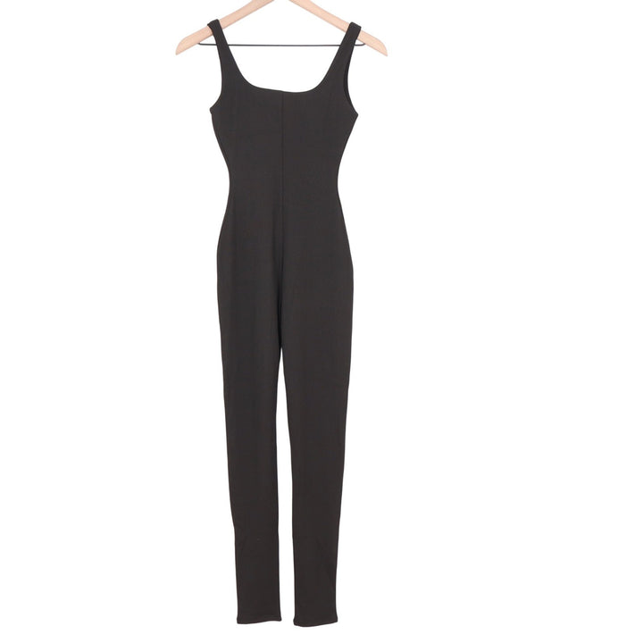 Naked Wardrobe Black Ribbed Sleeveless Jumpsuit Bodysuit Small