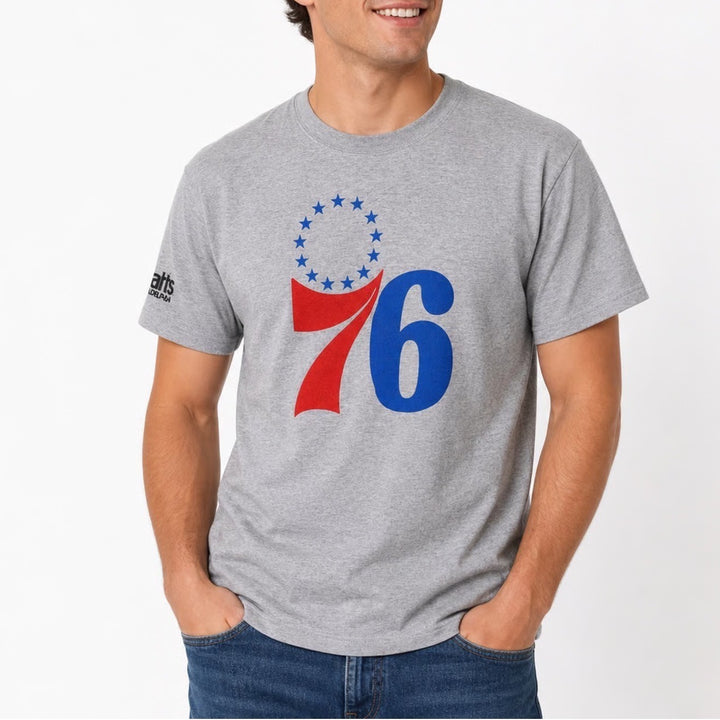 Port & Company Philadelphia 76ers T-Shirt Mens Medium Gray Harrahs Promo NBA Tee