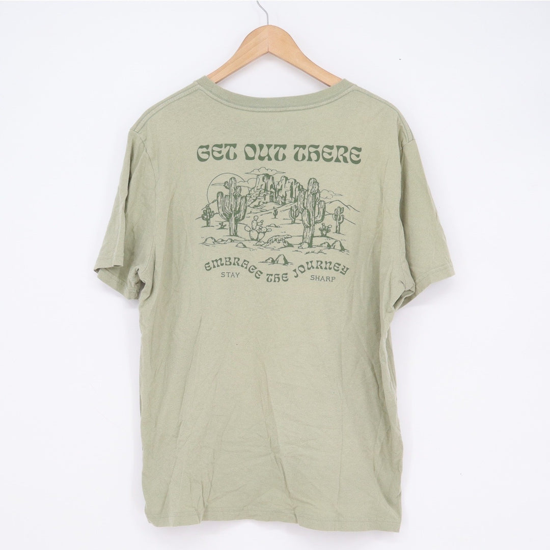 Old Navy Mens Large Sage Green Get Out There Desert Graphic T-Shirt 100% Cotton