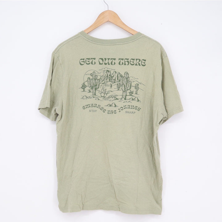 Old Navy Mens Large Sage Green Get Out There Desert Graphic T-Shirt 100% Cotton