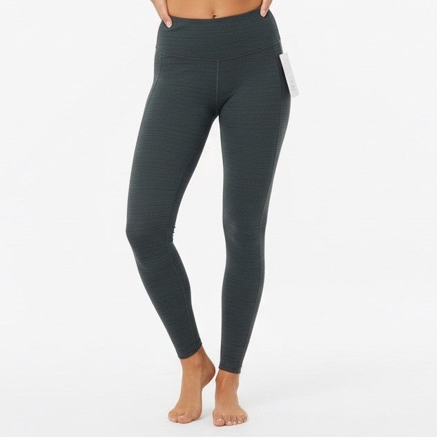 Athleta High Rise Jacquard Chaturaanga Tight Leggings Capri Blue Slate S