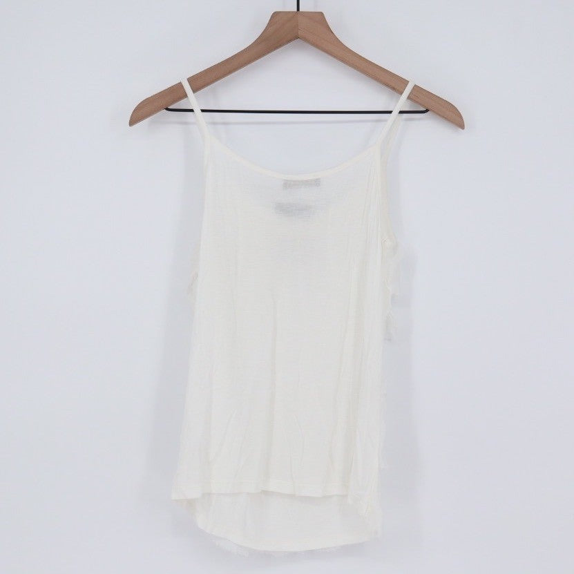 NT By Amari White Sequin Embellished Tiered Ruffle Tank Top Silk Blend Size S