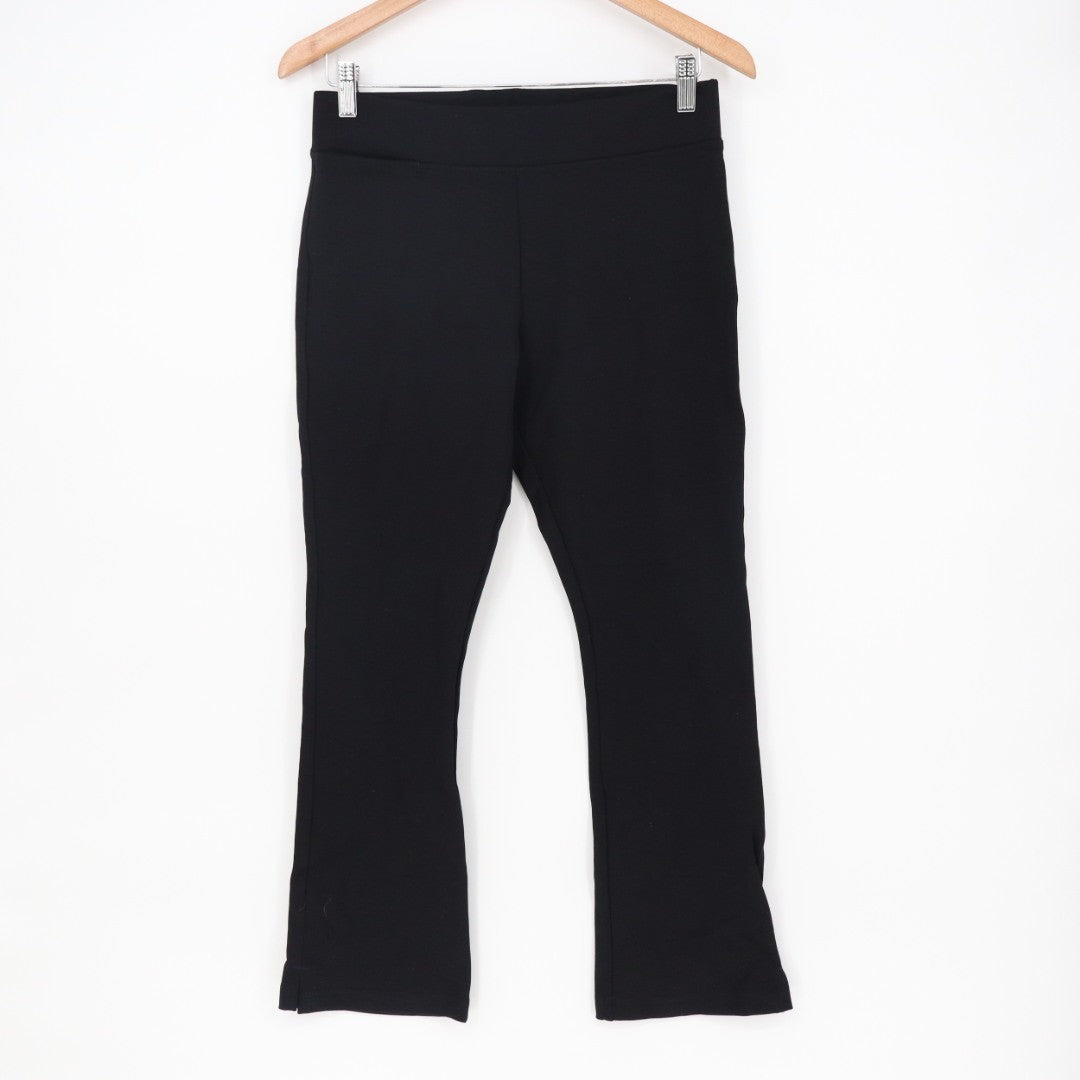 American Giant Leggings Womens 8 Tall Black Stretch Ankle Slit High Waist Flared