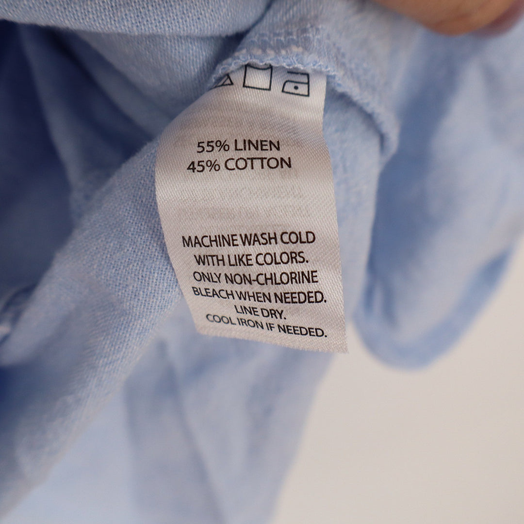 Saks Fifth Avenue Light Blue Linen Cotton Shirt Dress Womens Large L