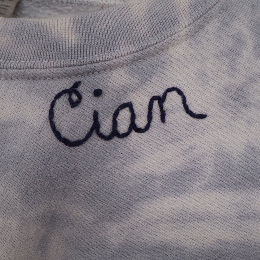 Gildan Tie Dye Sweatshirt Small Purple Grey Embroidered Cian Crewneck Pullover
