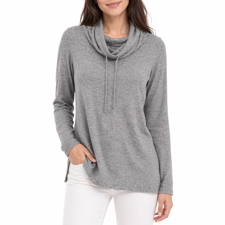 Aerie Just Add Leggings Tunic Top Womens Medium Heather Gray Stretch Cowl Neck