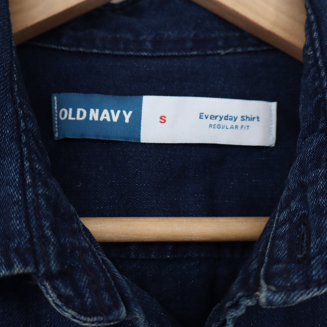 Old Navy Shirt Mens S Everyday Shirt Dark Wash Blue Button-down Excellent