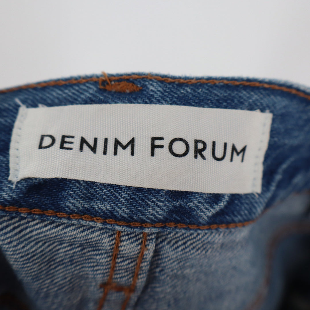 Denim Forum Aritzia The 90s Halle Skirt Medium Wash Blue Cotton Midi Slit 25