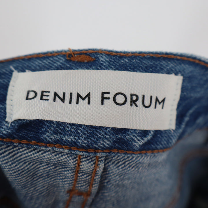 Denim Forum Aritzia The 90s Halle Skirt Medium Wash Blue Cotton Midi Slit 25