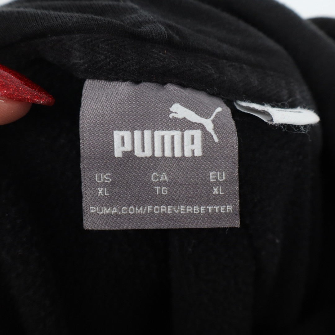 Puma Hoodie Womens XL Black Fleece Kangaroo Pocket Drawstring Everyday Wear