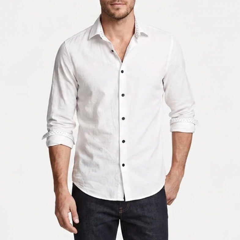 HM Slim Fit White Button Down Shirt Mens Small Long Sleeve Cotton 8