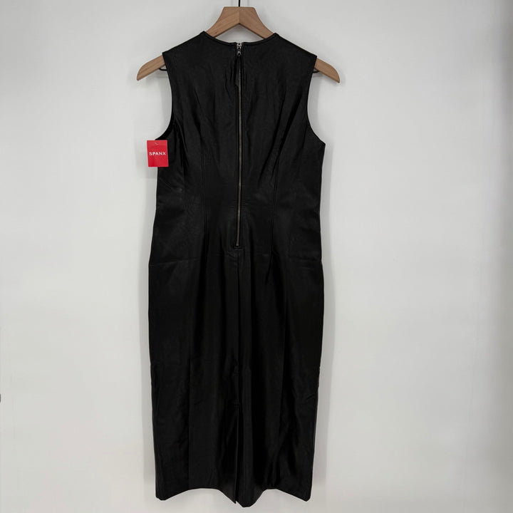 SPANX Il Fitted Dress Luxe Black Sleeveless Sheath Midi Bodycon Career Size S