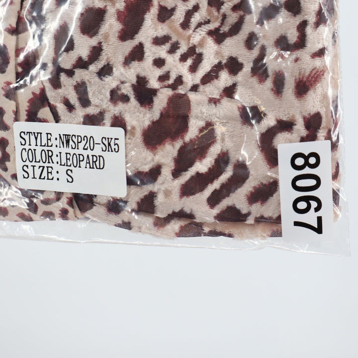Naked Wardrobe Leopard Print Ruched Ruffle Mini Skirt Small Brown