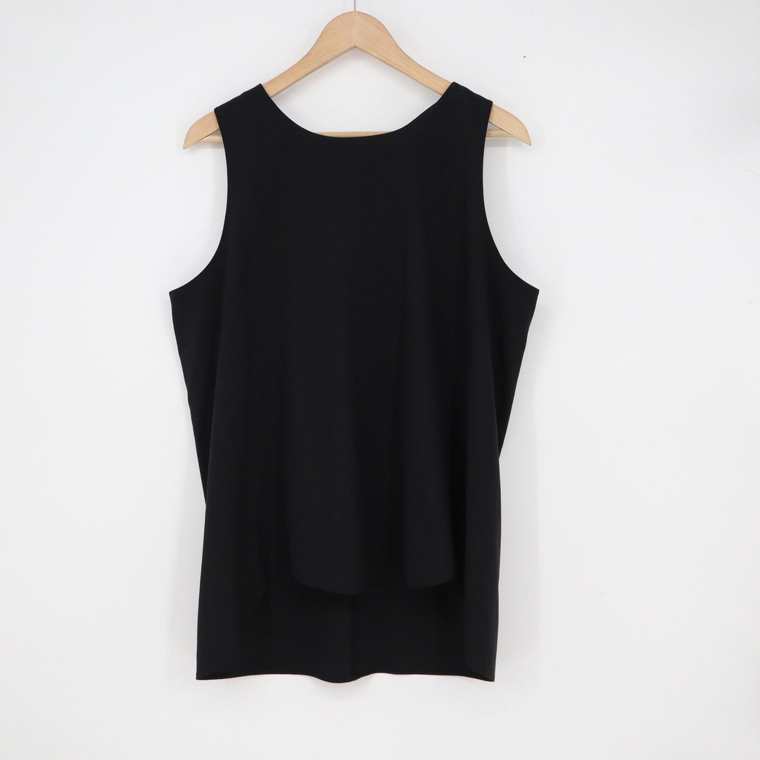 T by Talbots Womens Black Sleeveless Round Neck Stretch Active Top Size L