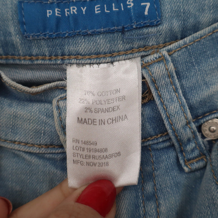 Perry Ellis Boys Light Wash Straight Leg Denim Jeans Blue Size 7