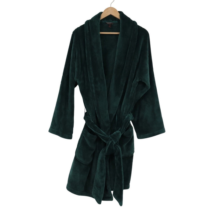 Victorias Secret Plush Fleece Robe Emerald Green Shawl Collar Belted M/L