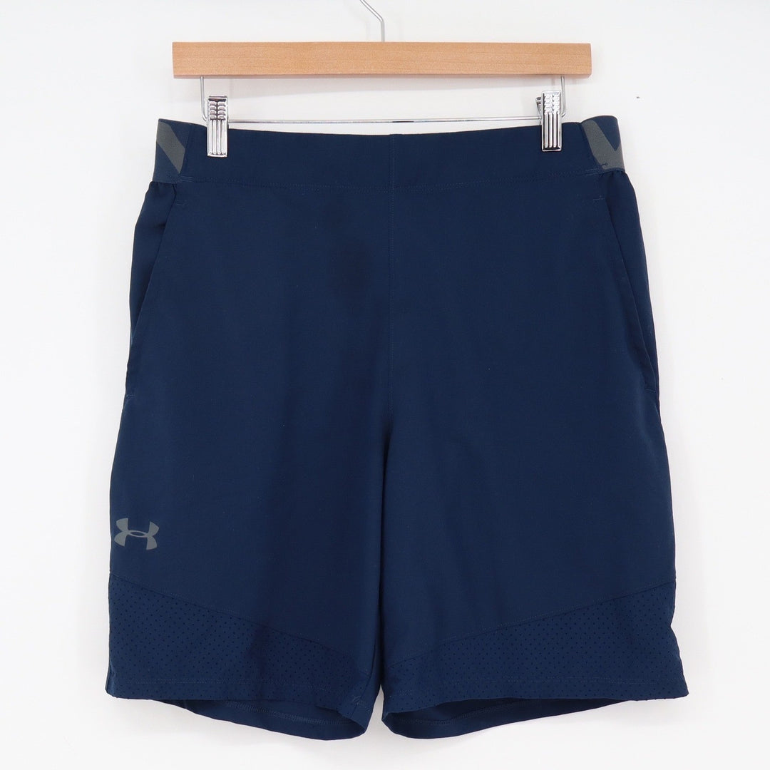 Under Armour Shorts Mens Large HeatGear Fitted Navy Blue Perforated Excellent