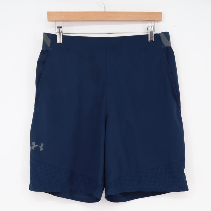 Under Armour Shorts Mens Large HeatGear Fitted Navy Blue Perforated Excellent