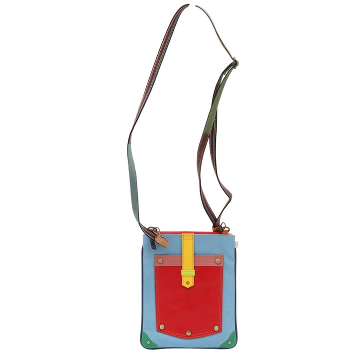 Vaan & Co Leather Colorblock Crossbody Bag Multicolor Rainbow Strap