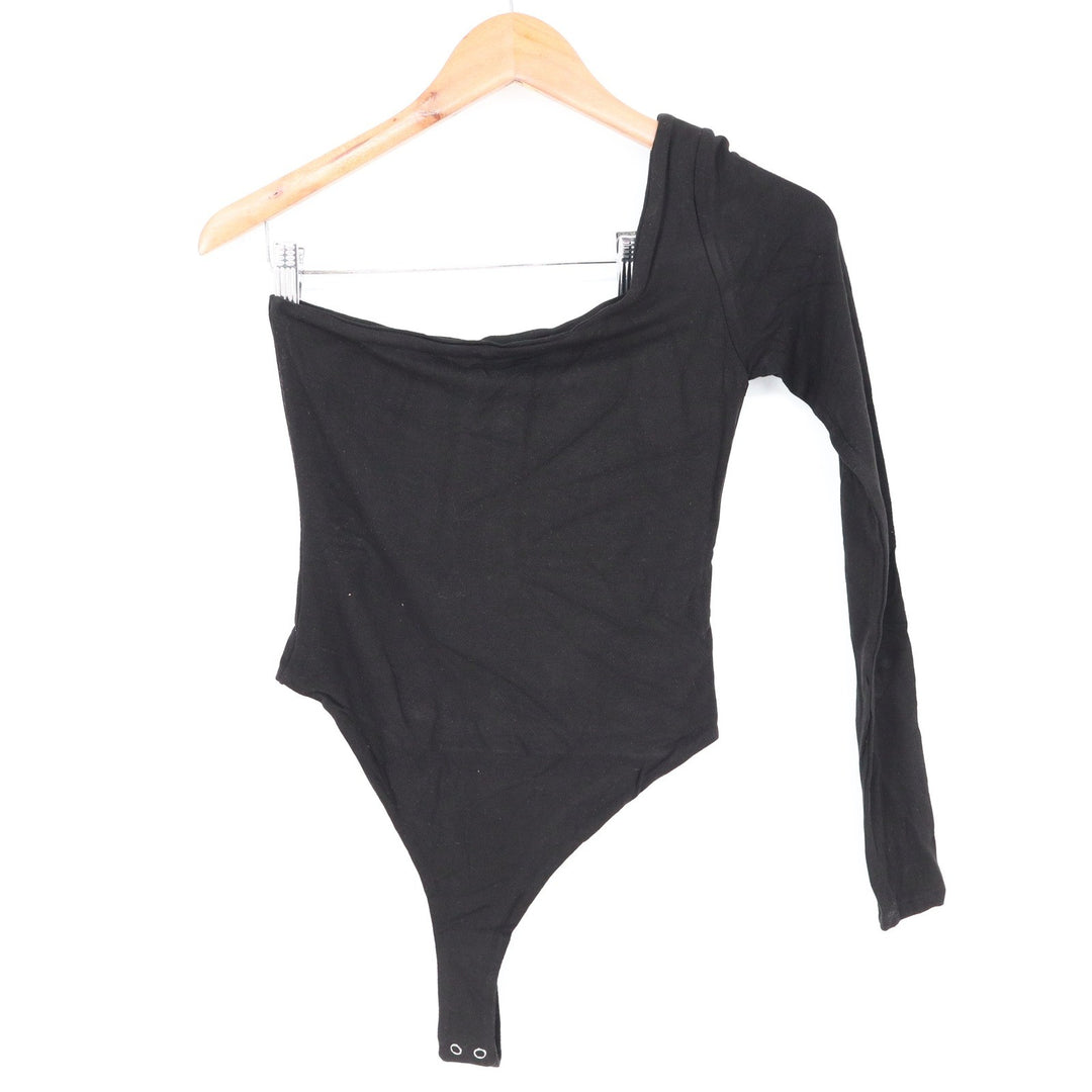 Naked Wardrobe One Shoulder Long Sleeve Bodysuit Black Size M