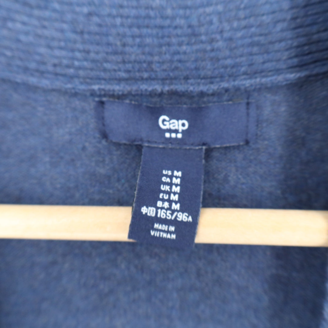 Gap Cardigan Sweater Womens Medium Dark Blue Knit Open Front Ribbed Long Sleeve
