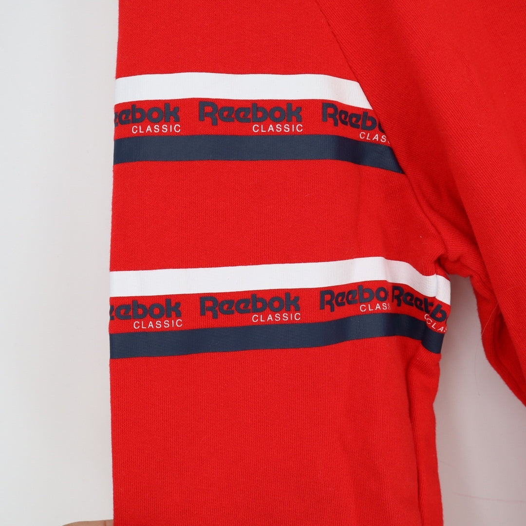 Reebok Classic Mens XL Red Pullover Hoodie Logo Sleeve Graphic Sweatshirt XL