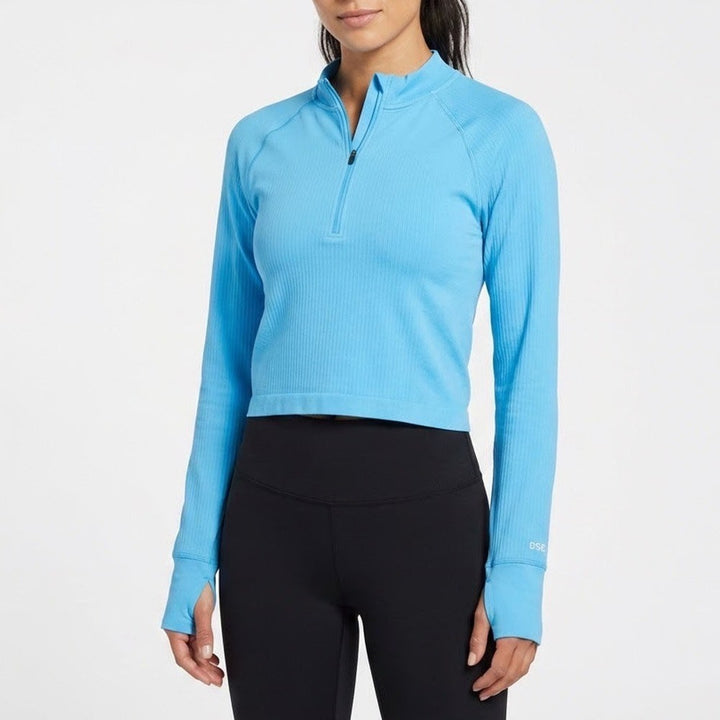 DSG Momentum Seamless 1/4 Zip Pullover Aqua Blue Womens XXL