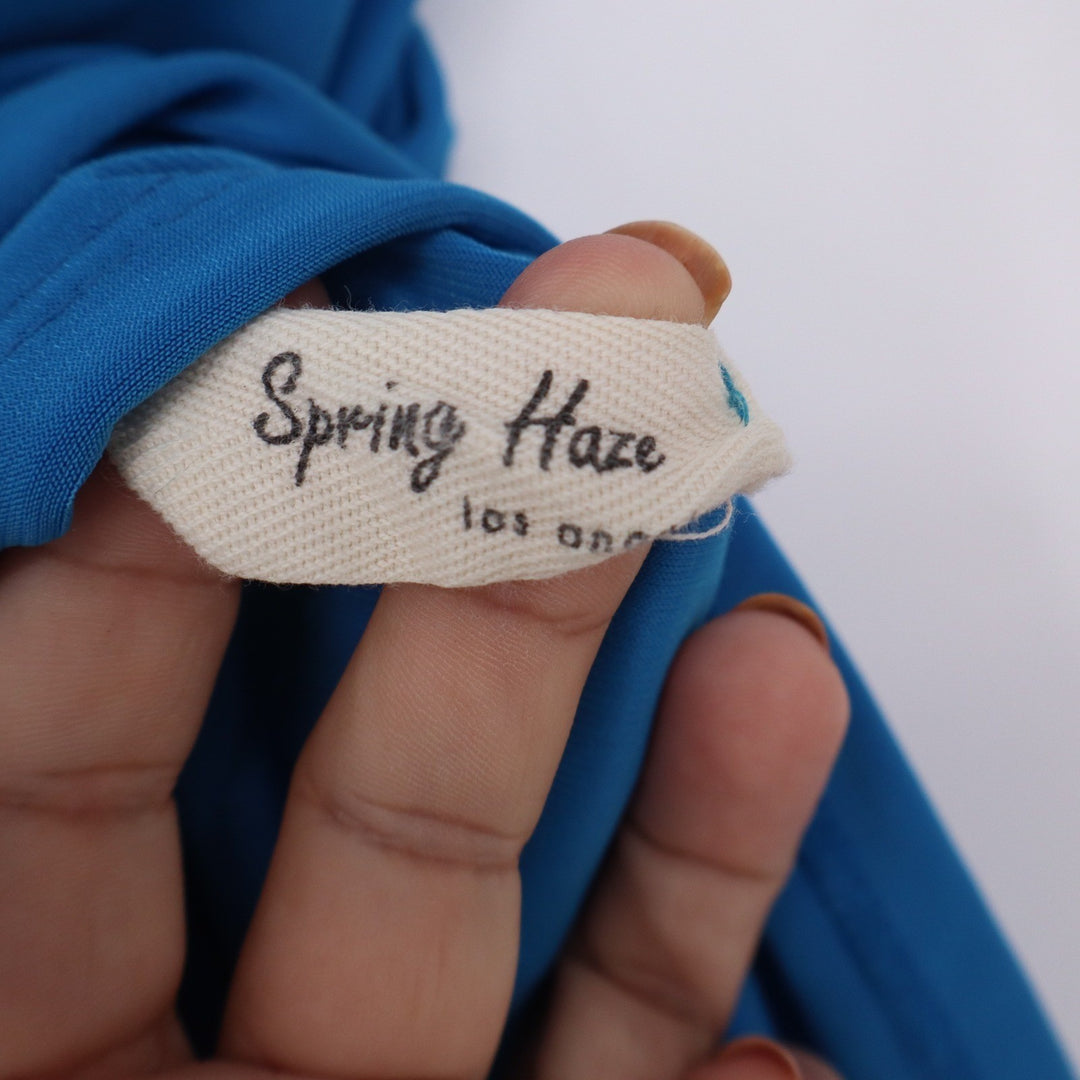 Spring Haze Blue Cowl Neck Lace Up Back Bodycon Mini Dress Small