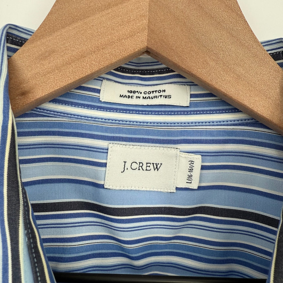 J.Crew Dress Shirt Mens L (16-16.5) Multicolor Striped Cotton Barrel Cuff Formal