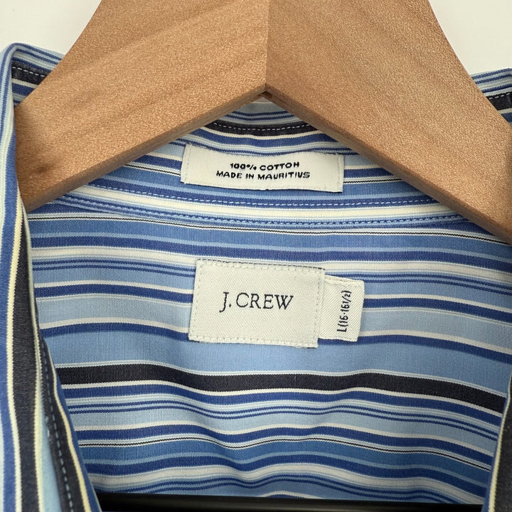 J.Crew Dress Shirt Mens L (16-16.5) Multicolor Striped Cotton Barrel Cuff Formal