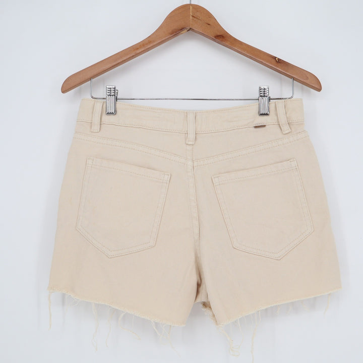 ONeill Womens Distressed Denim Shorts Cream Off-White Size 27 High Rise Frayed