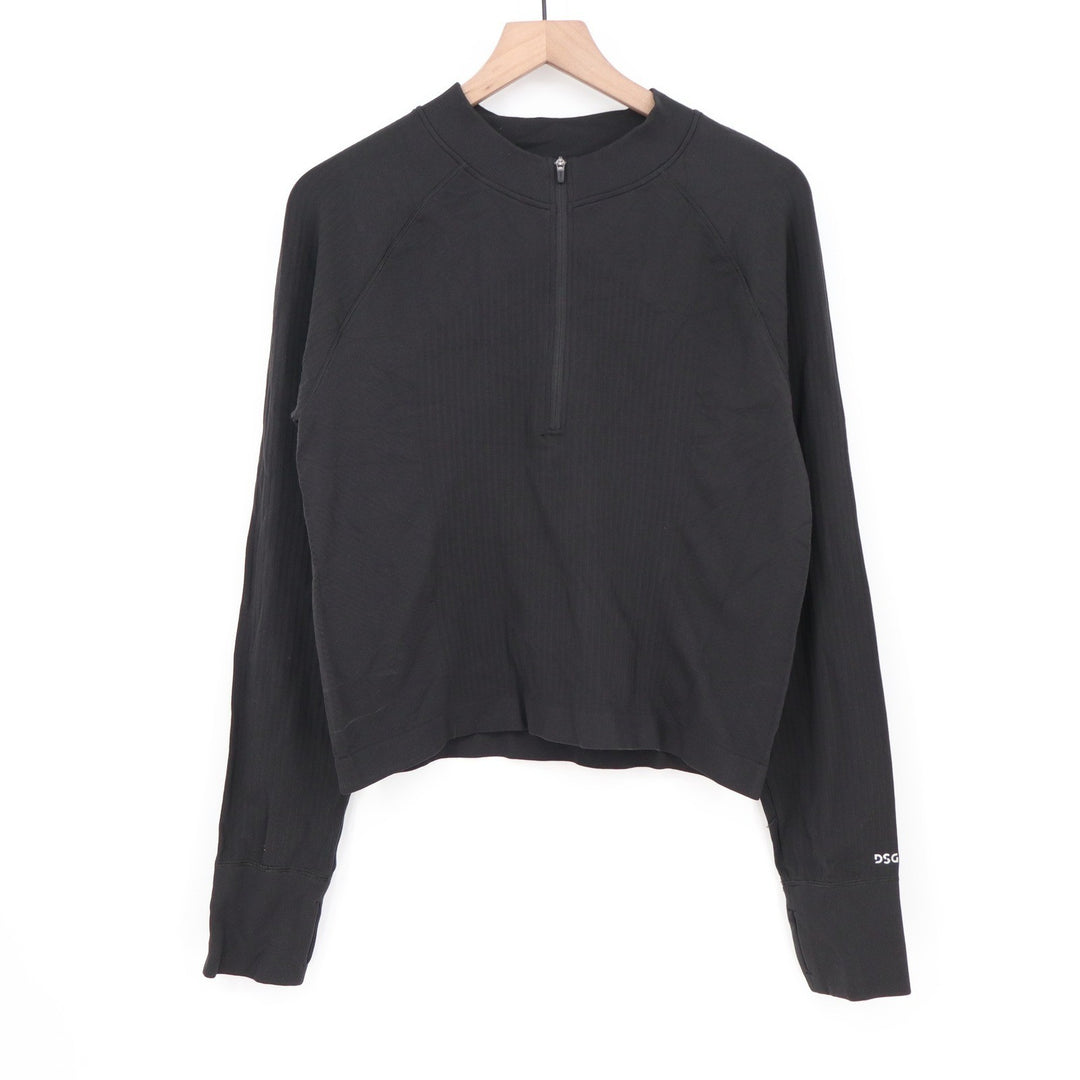 DSG Womens Black Quarter Zip Long Sleeve Seamless Cropped Pullover Top XXL 8502