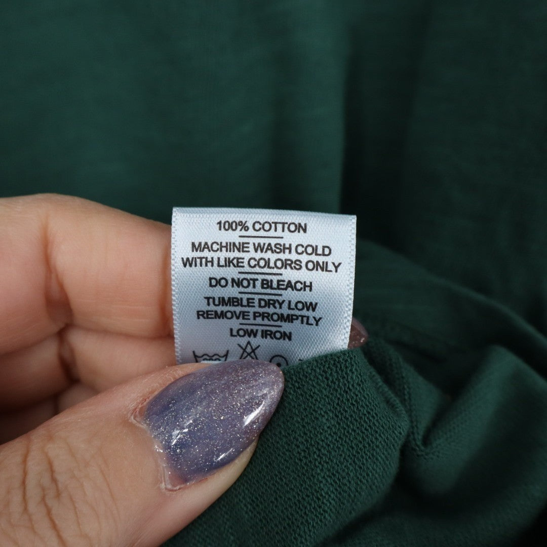 American Giant Premium Slub T-Shirt Womens L Green Cotton Crew Neck Long Sleeve