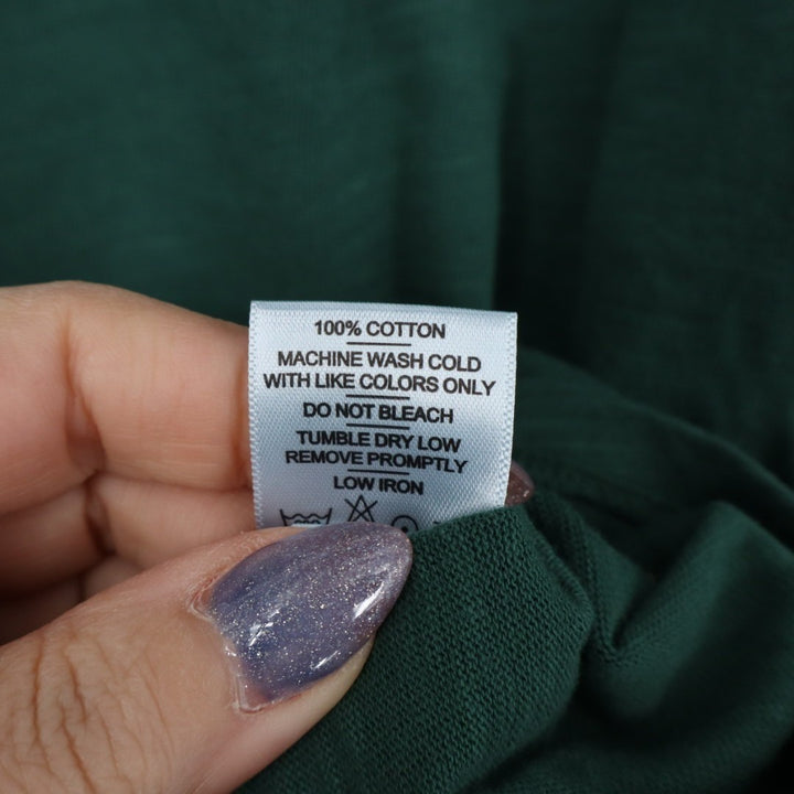 American Giant Premium Slub T-Shirt Womens L Green Cotton Crew Neck Long Sleeve