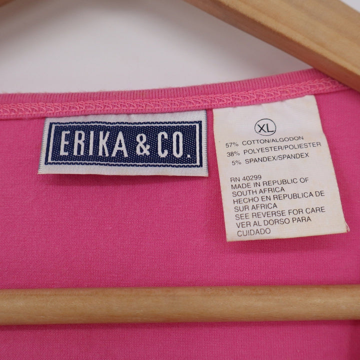 Erika & Co Womens XL Pink Scoop Neck Short Sleeve Cotton Blend Basic T-Shirt