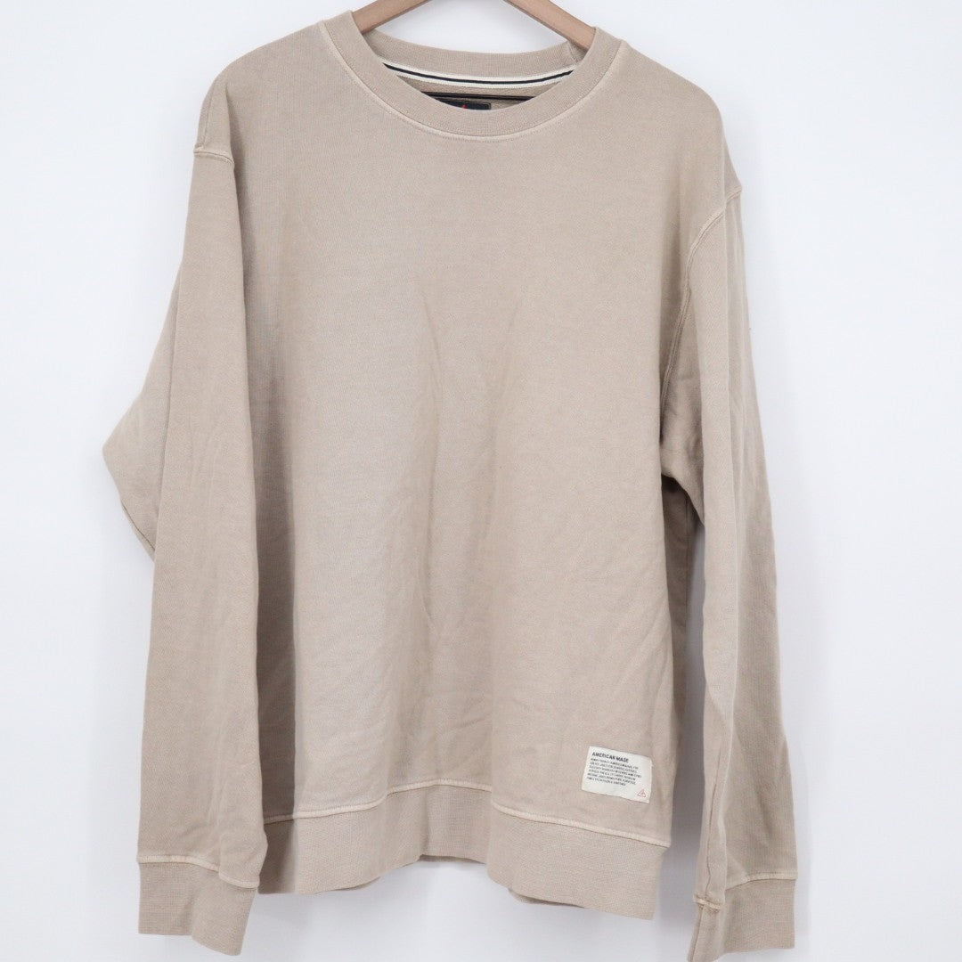 American Giant Vintage Washed Relaxed French Terry Crew Sweatshirt Mens L Beige