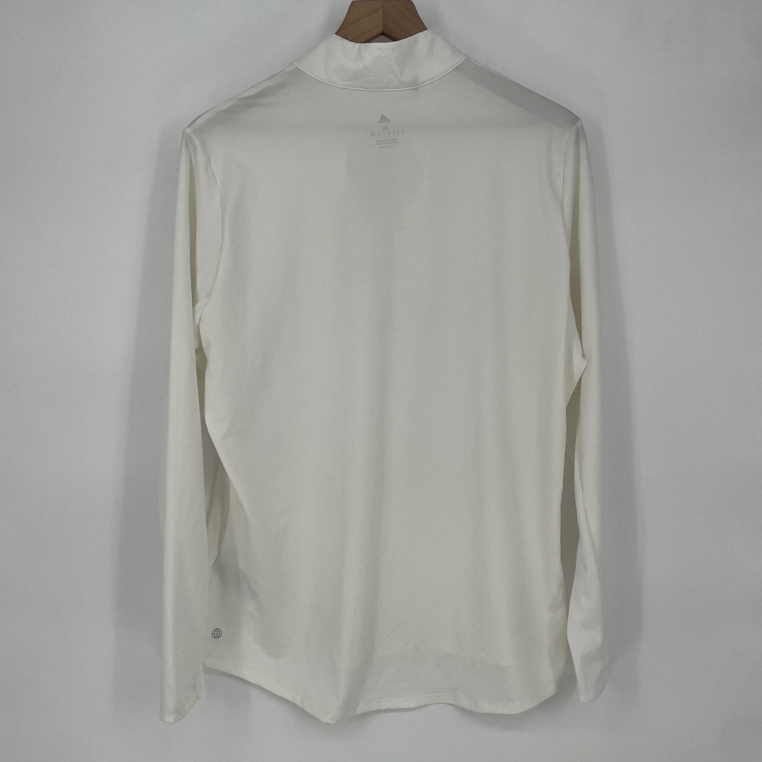 Adidas Golf Polo Shirt Women XL Long Sleeve White UPF 50 Quarter Zip Athleisure