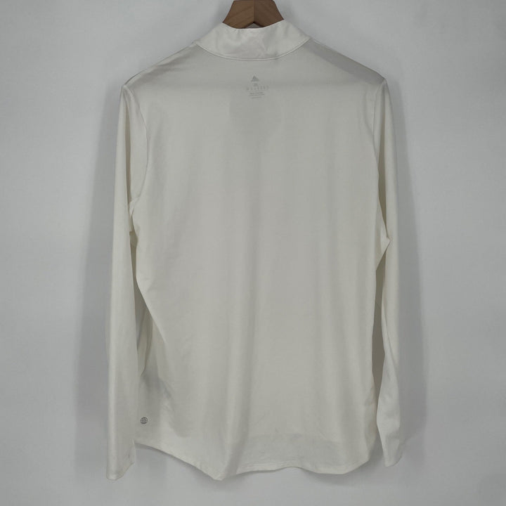 Adidas Golf Polo Shirt Women XL Long Sleeve White UPF 50 Quarter Zip Athleisure