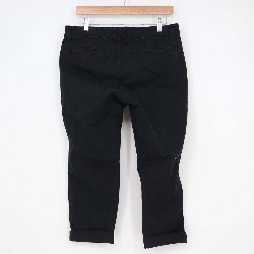 Old Navy Boyfriend Chino Pants Womens 10 Black Cotton Stretch Cuffed