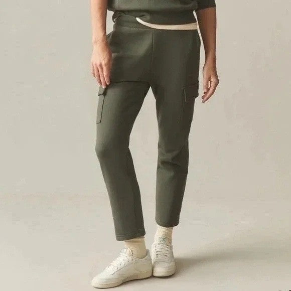 American Giant Sweatpants Womens Medium Green Cotton Fleece Lined Straight Leg
