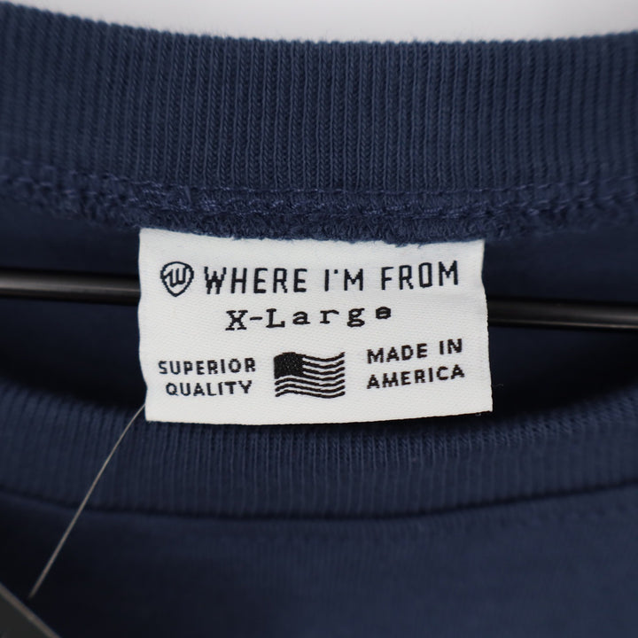 Where Im From Boston USA Easy Tee Navy Blue Cotton Boxy T-Shirt Mens XL New