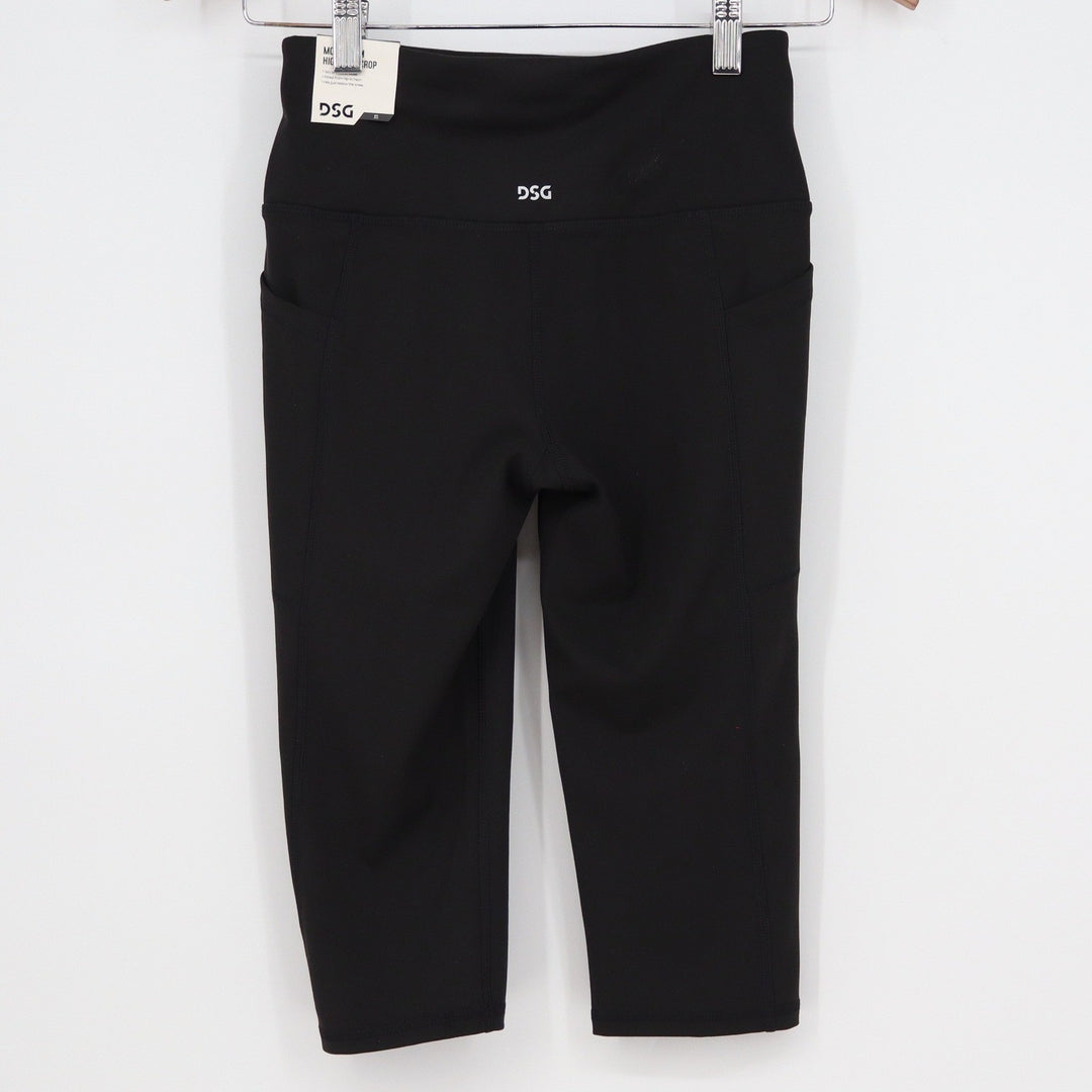 DSG Womens Momentum Crop Leggings Pure Black XS High Rise Side Pockets