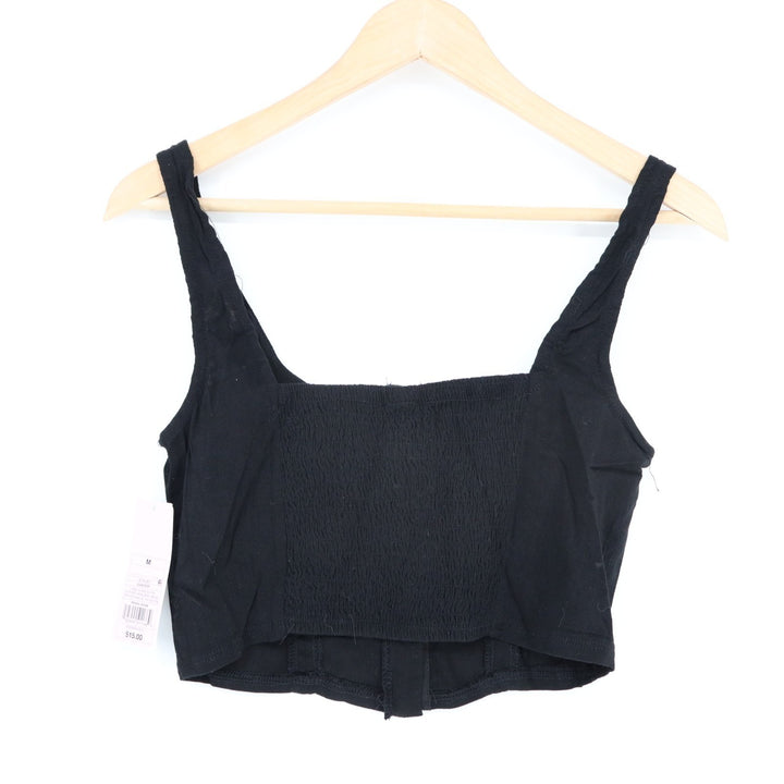 Wild Fable Corset Tank Top Womens Medium Black Stretch Smocked Back Cropped