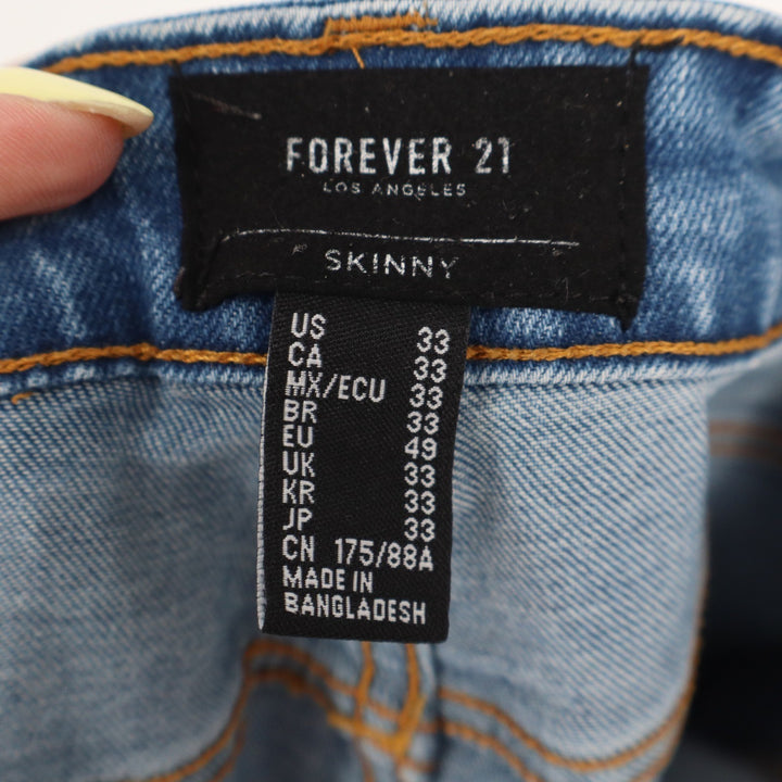 Forever 21 Mens Skinny Jeans Size 33 Medium Wash Blue Denim Pants