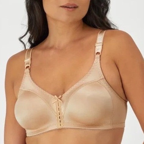 Bali Double Support Cotton Blend Wireless Bra Womens 38DD Soft Taupe Stretch