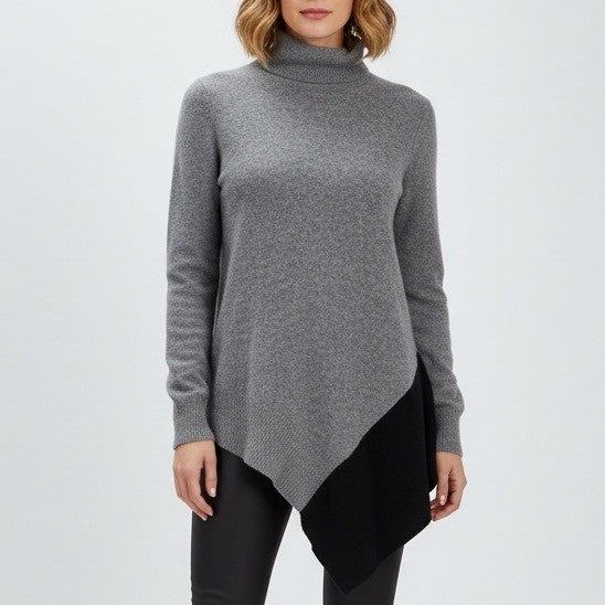 Saks Fifth Avenue Cashmere Asymmetrical Turtleneck Sweater Size SP