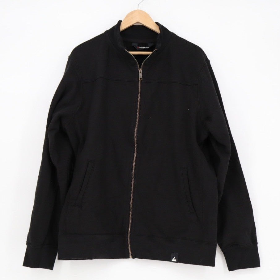 American Giant Mens Black Full Zip Sweatshirt Jacket L Made USA Cotton