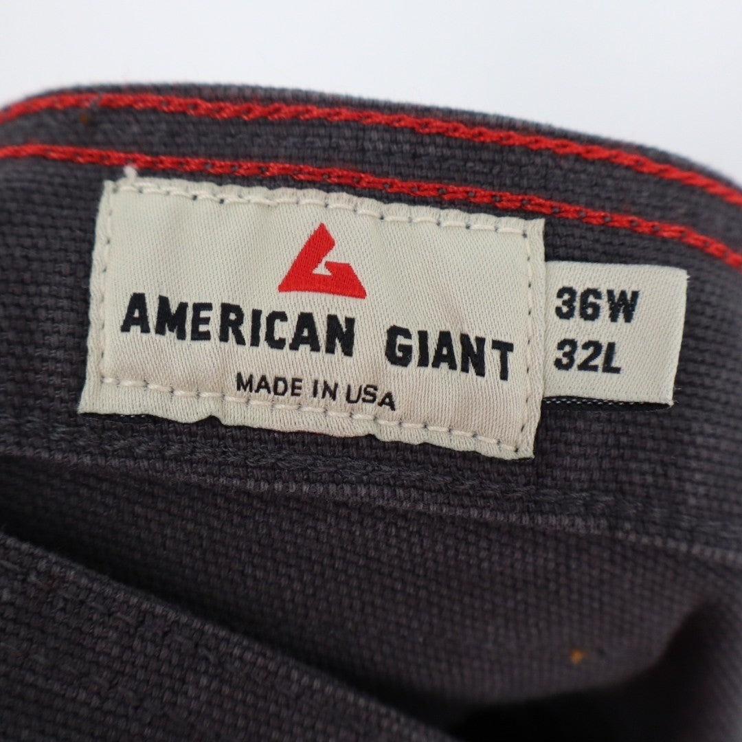 American Giant Roughneck Stretch Canvas Straight Pants Mens 36x32 Gray Workwear
