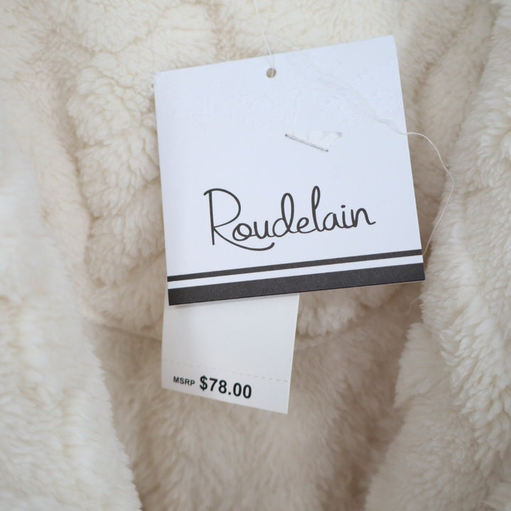 Roudelain Wrap Bathrobe Womens S White Fleece Cable Knit Shawl Collar Belt Waist