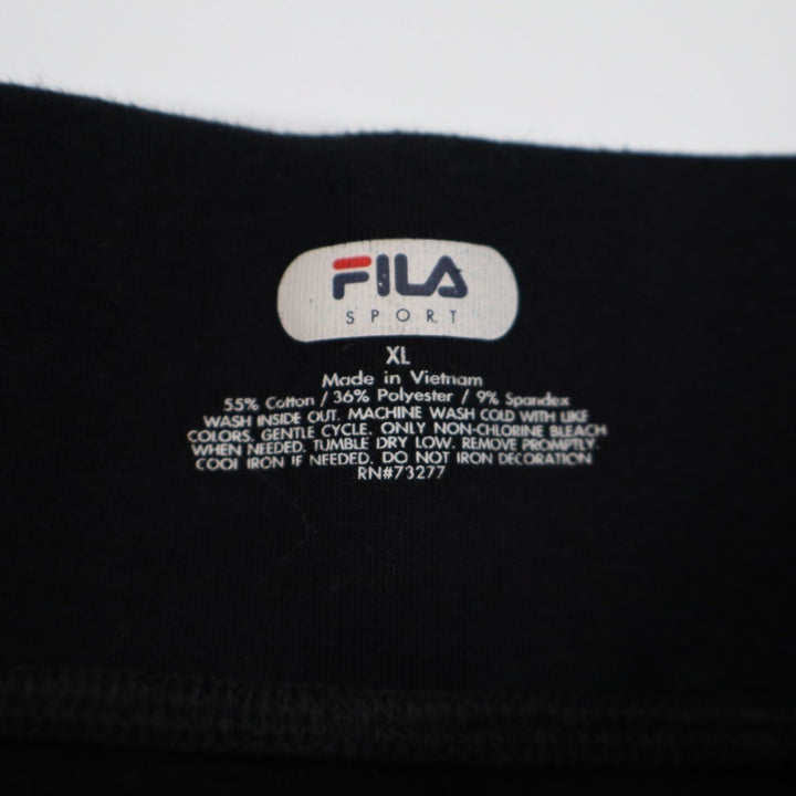 Fila Sport Capri Leggings Women XL Black Cotton Stretch Elastic Waist Activewear